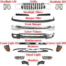 Load image into Gallery viewer, Front Bumper Chrome Complete Kit + Grille Lights For 2001-2004 Toyota Tacoma