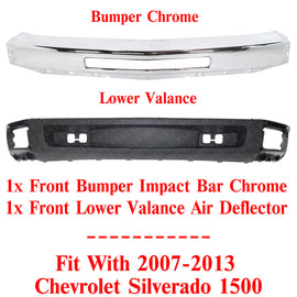 Front Bumper Chrome + Lower Valance Textured For 2009-2013 Chevy Silverado 1500
