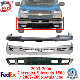 Front Bumper Chrome Steel Kit For 2003-2006 Chevrolet Silverado 1500 Avalanche