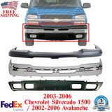 Front Bumper Chrome Steel Kit For 2003-2006 Chevrolet Silverado 1500 Avalanche