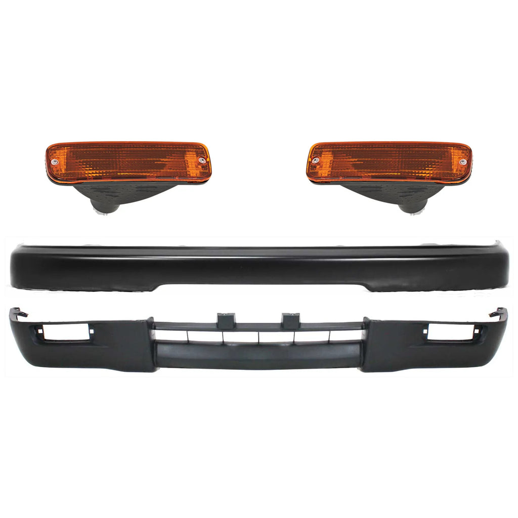 Front Bumper Primed Steel + Signal + Lower Valance For 95-1997 Toyota Tacoma 4WD