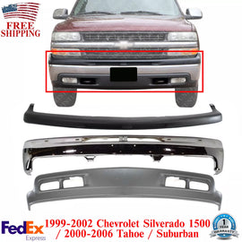 Front Bumper Chrome Steel Kit For 1999-2002 Silverado 1500/Tahoe Suburban