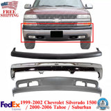 Front Bumper Chrome Steel Kit For 1999-2002 Silverado 1500/Tahoe Suburban
