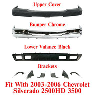 Front Chrome Bumper Kit with brackets For 2003-2006 Chevy Silverado 2500HD 3500