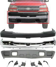 Front Bumper + Upper + Valance + Brackets For 2003-2006 Silverado 2500HD 3500HD