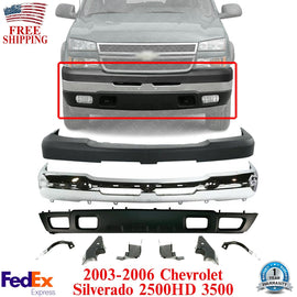 Front Chrome Bumper Kit with brackets For 2003-2006 Chevy Silverado 2500HD 3500