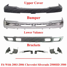 Front Bumper Chrome Kit Steel Set of 9 For 2003-2006 Chevy Silverado 2500HD 3500