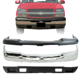 Front Bumper Chrome Steel Kit For 2003-2006 Avalanche & Chevrolet Silverado 1500
