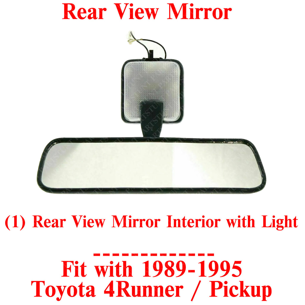 Inside Rear View Mirror with Light For 1989-1995 Toyota 4Runner / Pickup
