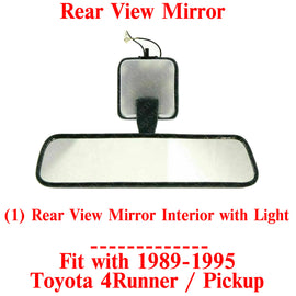 Inside Rear View Mirror with Light For 1989-1995 Toyota 4Runner / Pickup