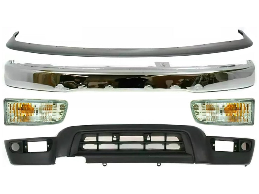 Front Bumper Chrome + Filler + Valance + Signal lights For 99-02 Toyota 4RUNNER