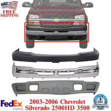 Load image into Gallery viewer, Front Bumper Chrome Steel Kit For 2003-2006 Chevrolet Silverado 2500HD / 3500