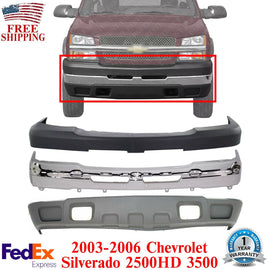 Front Bumper Chrome Steel Kit For 2003-2006 Chevrolet Silverado 2500HD / 3500