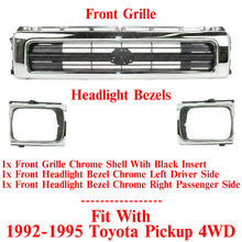 Load image into Gallery viewer, Front Grille &amp; Headlight Bezels Chrome For 1992-1995 Toyota Pickup 4WD