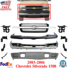 Load image into Gallery viewer, Front Chrome Bumper Kit + Brackets + Grille For 2003-2006 Chevy Silverado 1500