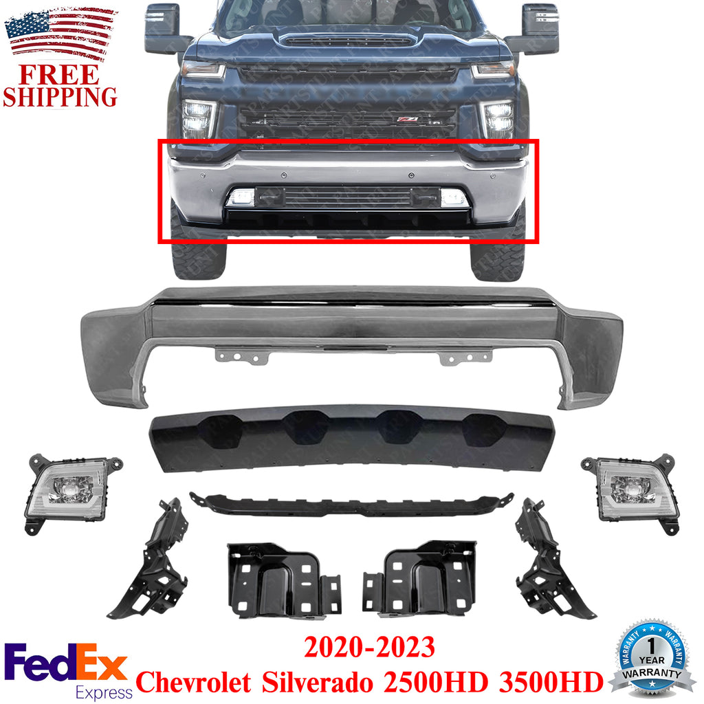 Front Chrome Bumper Cover Kit For 2020-2023 Chevrolet Silverado 2500 3500 HD