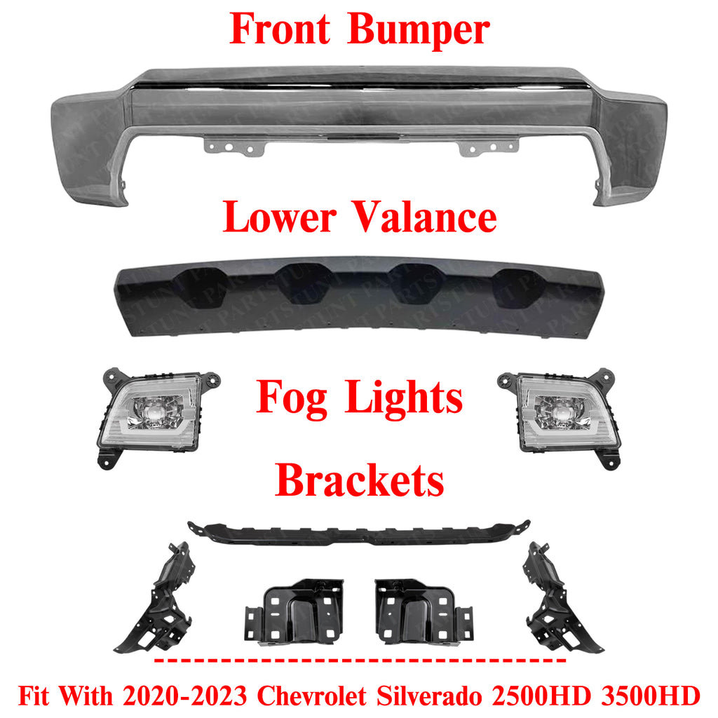 Front Chrome Bumper Cover Kit For 2020-2023 Chevrolet Silverado 2500 3500 HD