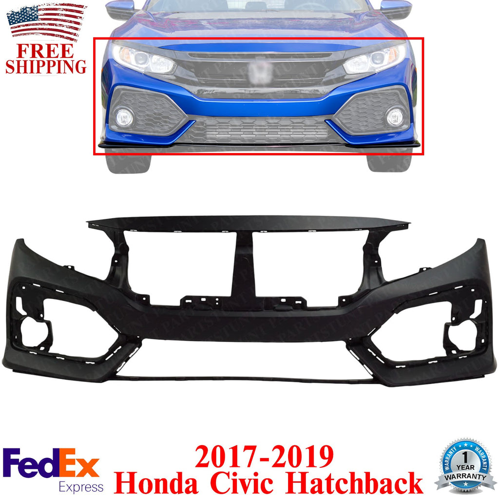 NEW Front Bumper Cover Primed For 2017-2019 Honda Civic Hatchback