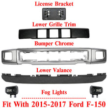 Load image into Gallery viewer, Front Bumper Chrome Steel and Fog Lights Assembly Kit For 2015-2017 Ford F-150
