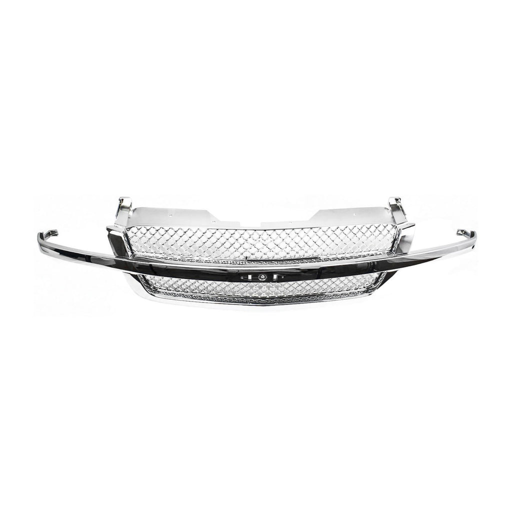 Chrome Grille Mesh Insert + Lower Valance For 2003-06 Chevy Silverado 1500 2500
