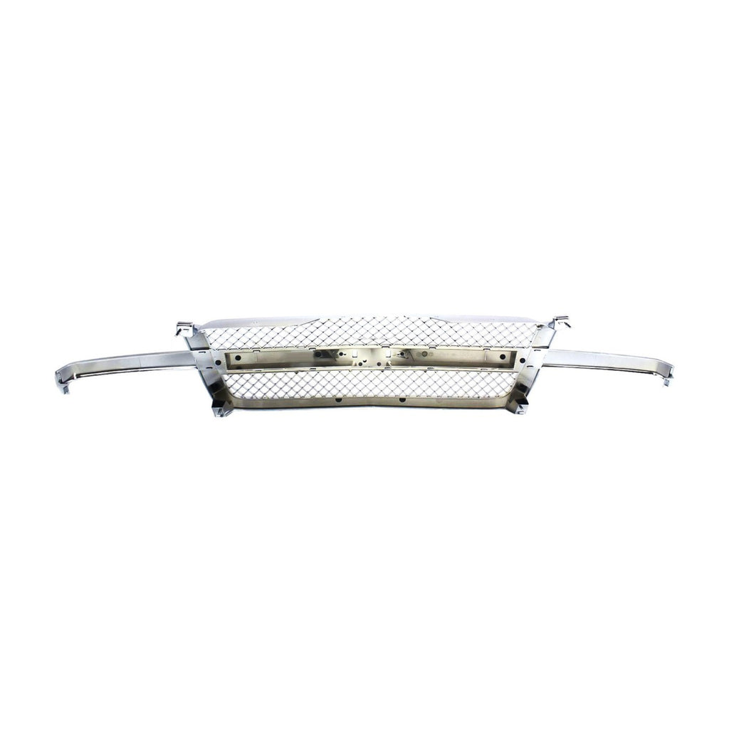 Chrome Grille Mesh Insert + Lower Valance For 2003-06 Chevy Silverado 1500 2500