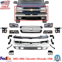 Load image into Gallery viewer, Front Bumper Chrome Steel Complete Kit For 2003-2006 Chevrolet Silverado 1500