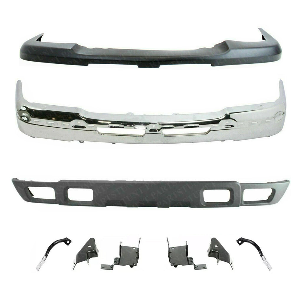 Front Bumper Chrome Steel Kit w/ Brackets For 2003-2006 Chevrolet Silverado 1500