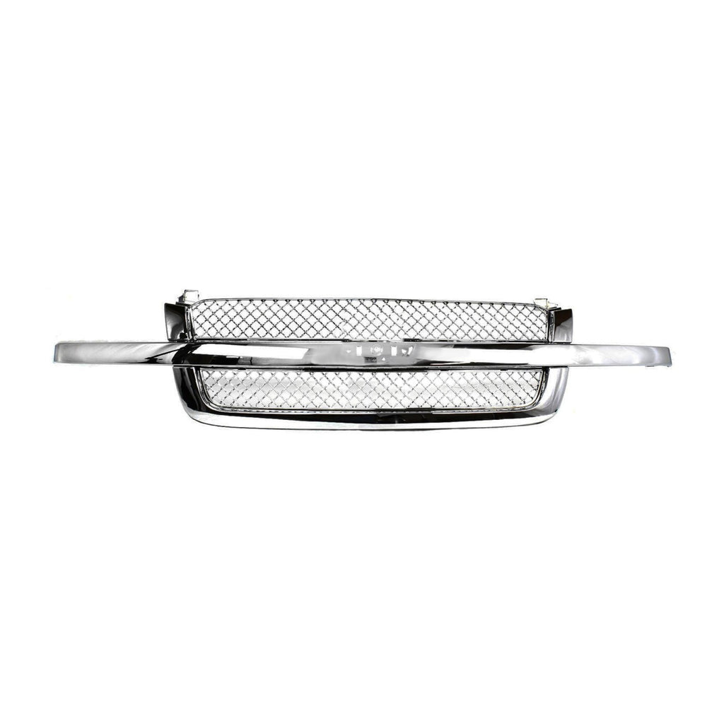 Chrome Grille Mesh Insert + Lower Valance For 2003-06 Chevy Silverado 1500 2500