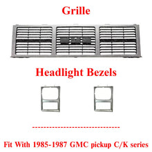 Load image into Gallery viewer, Grille Silver + Headlight Bezels For 1985-1988 GMC C/K Series Pickup Suburban