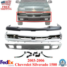 Load image into Gallery viewer, Front Bumper Chrome Steel Kit w/ Brackets For 2003-2006 Chevrolet Silverado 1500