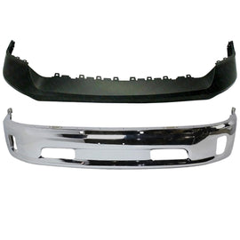 Front Bumper Chrome Steel + Upper Cover Primed For 2013-2018 Dodge Ram 1500