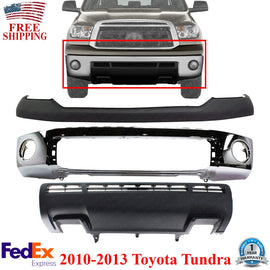 Front Bumper Chrome + Upper Cover + Lower Valance For 2010-2013 Toyota Tundra