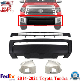 Front Bumper Cover & Grille Textured + End Caps Chrome For 2014-21 Toyota Tundra