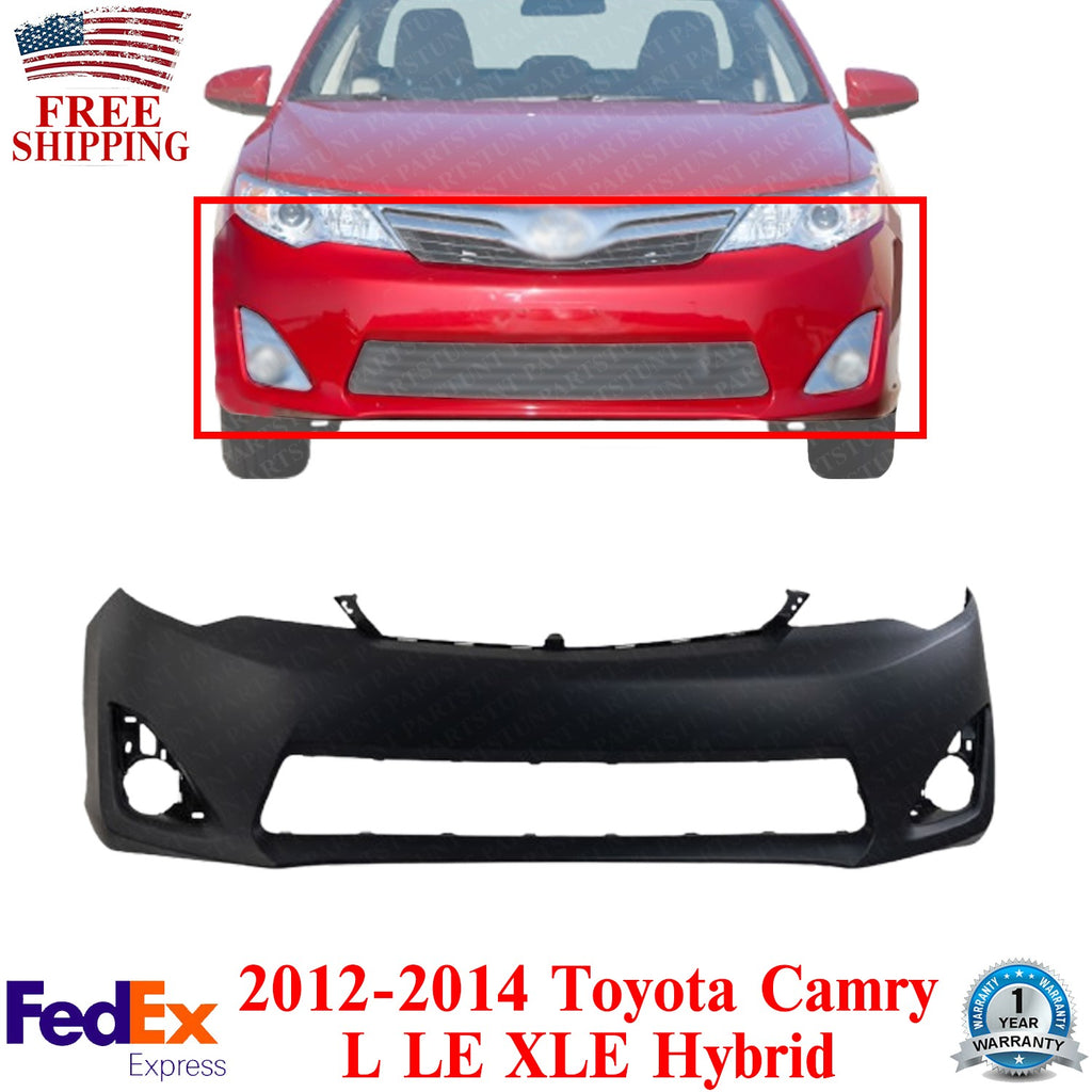 Front Bumper Cover Primed For 2012-2014 Toyota Camry L LE XLE Hybrid TO1000378