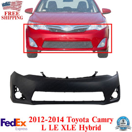 Front Bumper Cover Primed For 2012-2014 Toyota Camry L LE XLE Hybrid TO1000378