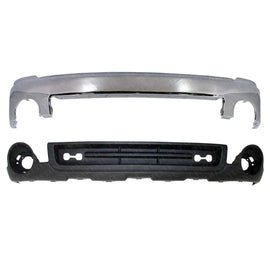 Front Bumper Chrome Steel Face Bar + Lower Valance For 2007-2013 GMC Sierra 1500