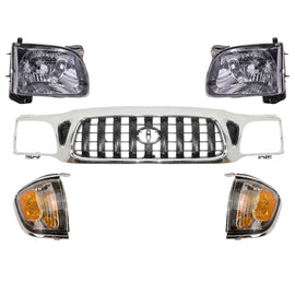Front Chrome Grille & Headlights Kit For 2001-2004 Toyota Tacoma 4WD