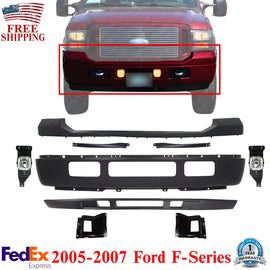 Front Bumper Kit + Bumper Brackets + Fog Lights For 2005-2007 Ford F-Series