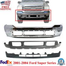 Load image into Gallery viewer, Front Bumper Chrome Steel + Upper &amp; Lower Valance For 2001-2004 Ford Super Duty