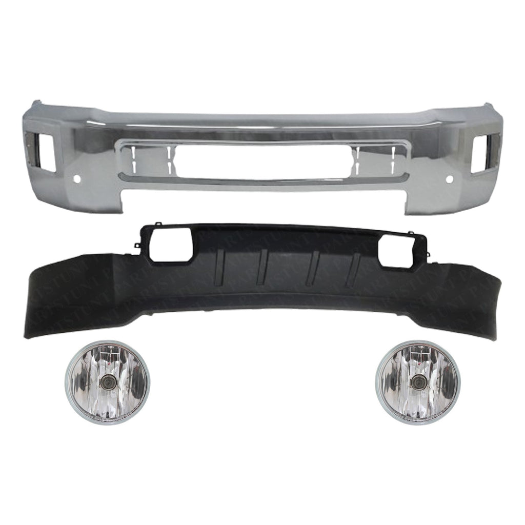 Front Bumper Chrome Steel Kit For 2015-2018 Chevrolet Silverado 2500HD 3500HD