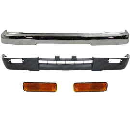 Front Bumper Chrome Steel + Lower Valance + Signal Lights For 1995-97 Tacoma 4WD