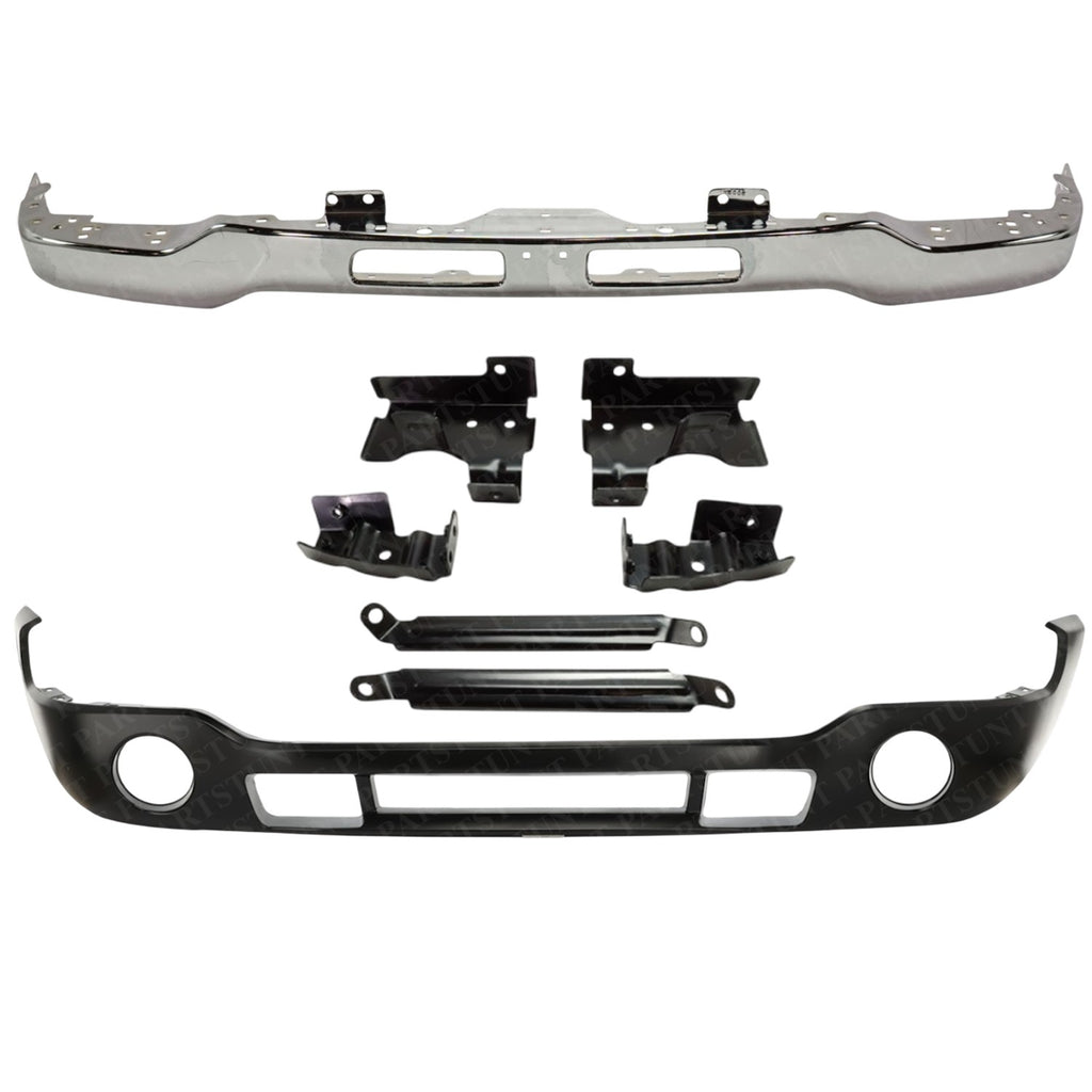 Front Bumper Chrome With Brackets + Valance For 2003-2006 GMC Sierra 1500 - 3500