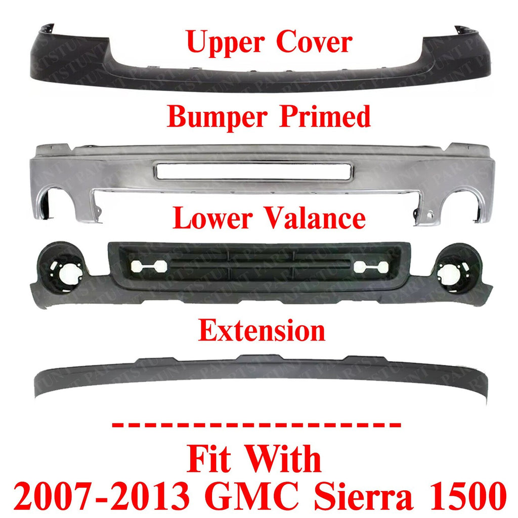Front Chrome Steel Bumper Kit For 2007-2013 GMC Sierra 1500 Pickup