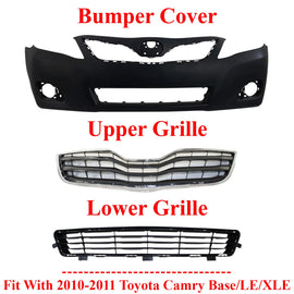 Front Bumper Cover Kit For 10-11 Toyota Camry Base/LE/XLE Model w/ Bumper Grille