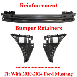 Front Bumper Reinforcement + Retainer LH & RH Side For 2010-2014 Ford Mustang