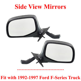 Power Side View Mirrors Chrome & Black Left & Right Pair Set for F-Series Truck