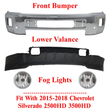 Load image into Gallery viewer, Front Bumper Chrome Steel Kit For 2015-2018 Chevrolet Silverado 2500HD 3500HD