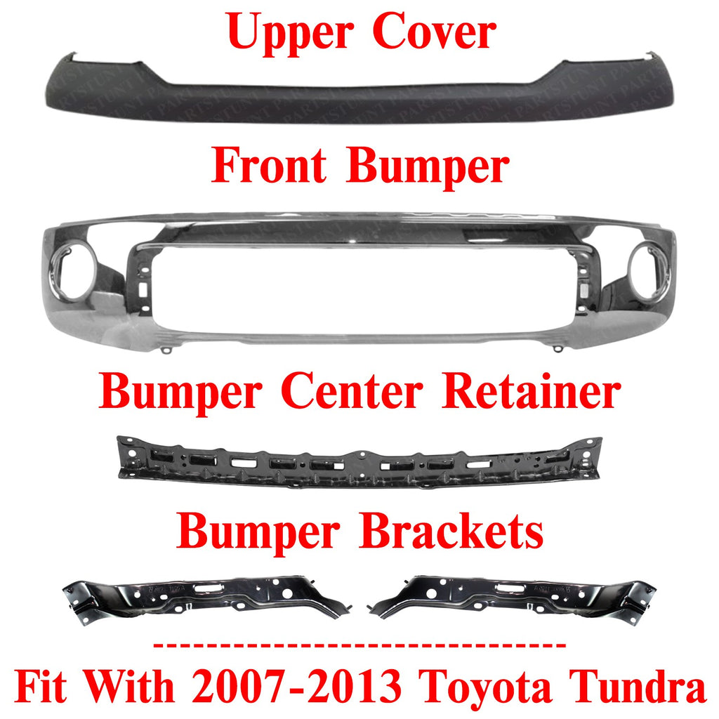 Front Chrome Bumper w/Brackets Kit For 2007-2013 Toyota Tundra