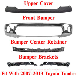 Front Chrome Bumper w/Brackets Kit For 2007-2013 Toyota Tundra