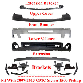 Front Bumper Chrome Steel Kit w/ Brackets For 2007-2013 GMC Sierra 1500 Pickup